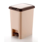 (Beige) Kitchen Foot Pedal Trash Can, Perfect for Narrow Spaces